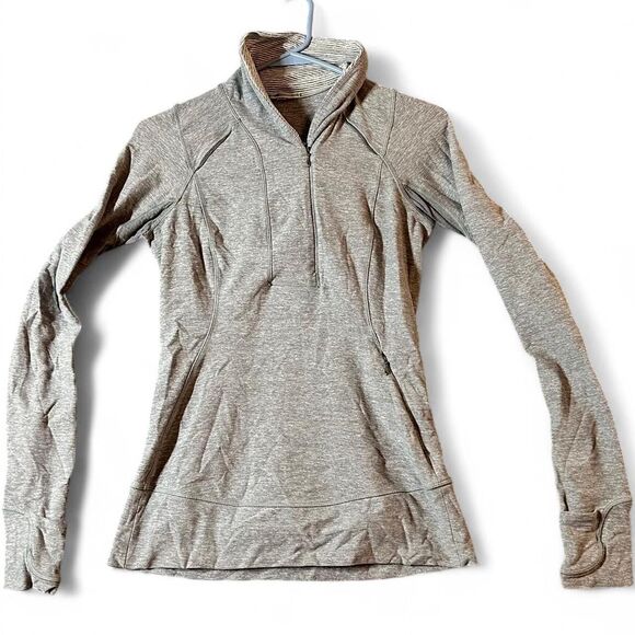 lululemon athletica Tops - Lululemon Think Fast Pullover Heather Slate Size 6 STAIN